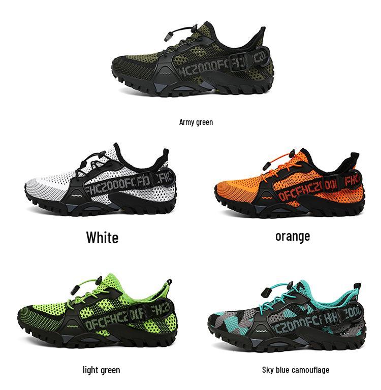 Cross-Border Outdoor Hiking Shoes for Couples - Breathable Flyknit Low-Top Water-Friendly Climbing Shoes in Men's Plus Sizes