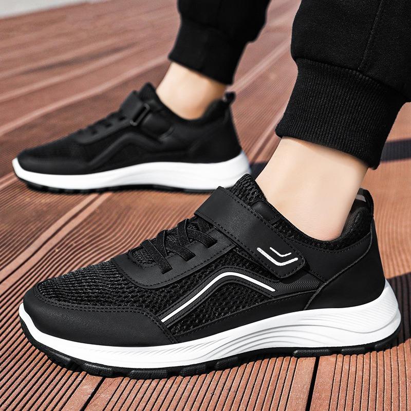 Men's shoes summer couple walking shoes soft-soled sneakers Velcro dad shoes breathable casual shoes comfortable single shoes