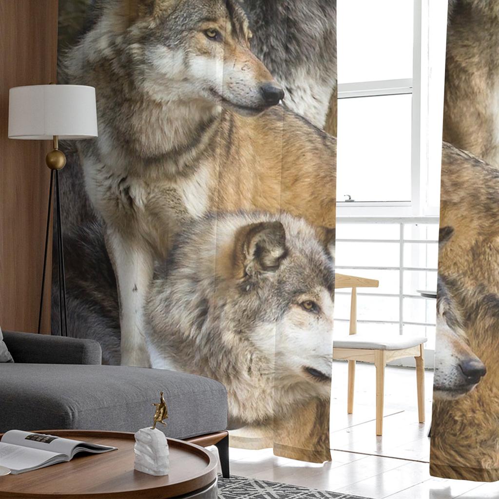 Wolf Forest Animal Tylové závěsy do obývacího pokoje Voile Průsvitný okenní závěs do ložnice Šifonové závěsy do kuchyně