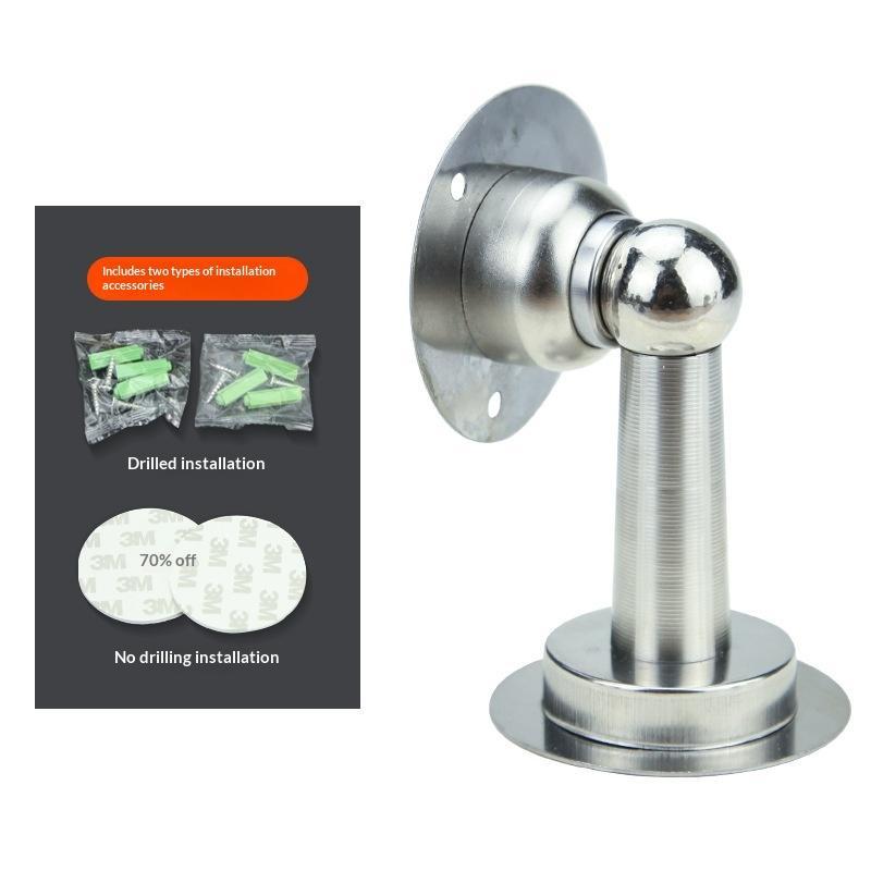 Stainless Steel Magnetic Door Stopper Drill & No Drill Installation Residue-free Adhesive Door Holder for Rental House