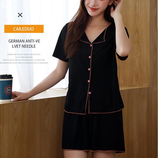 Damen-Pyjama, kurzärmlige Shorts aus Sommer-Eisseide, Strickjacke, dünne Sommer-Heimkleidung, Frühlings- und Herbst-Sets, locker sitzender Heimanzug