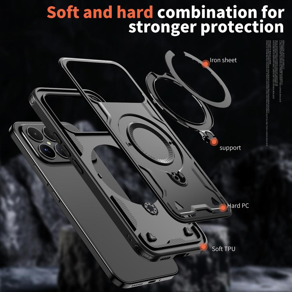 Armor Shockproof Case Fundas For Xiaomi Poco F8 Pro Ultra Redmi K90Pro Max 360° Rotating Magnetic Stand TPU Plastic Phone Cover