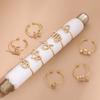 CARLIDANA Vintage Letter Heart Adjustable Gold Plated Stainless Steel 12 Zodiac Sign Zircon Letter Open Ring Jewelry Women