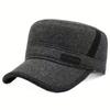 Men'S Thickened Fleece-Lined Winter Hat with Earflap & Snap Closure - Heavy-Duty Warm Beanie, Flat-Top Design