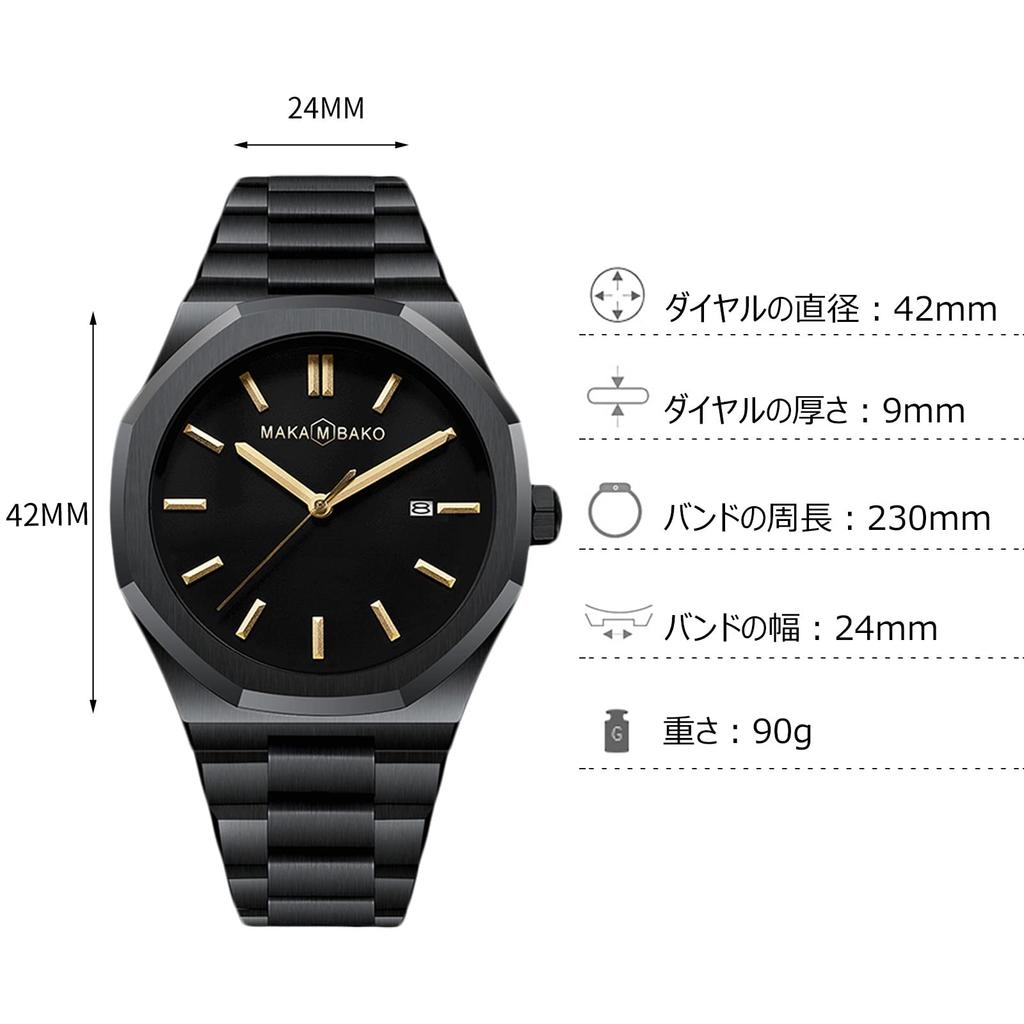 RORIOS Datum Kvarts Tillverkad i Japan För Affärsklocka för Svartbälte C Herrklocka, Populär, Enkel, Kalender, Display, Vattentät, Analog, Klocka,