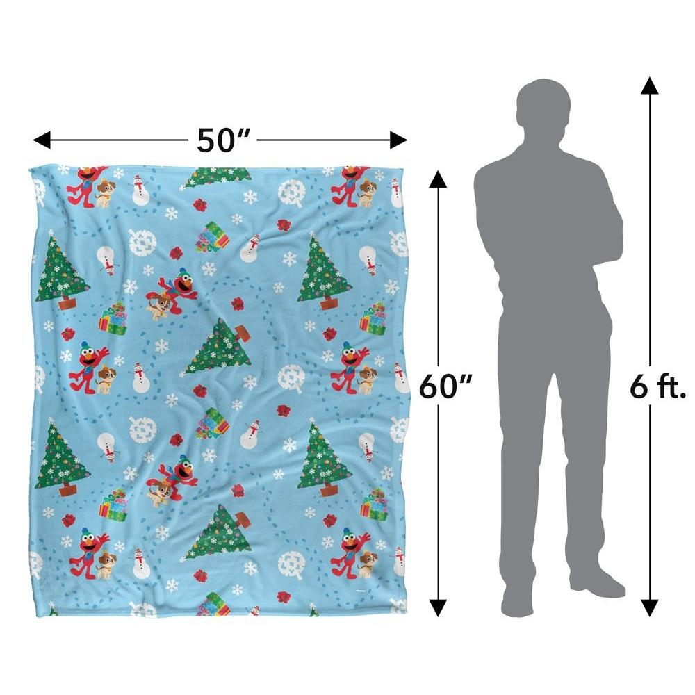 Sesame Street Silky Footprint Holiday Supersoft Blanket