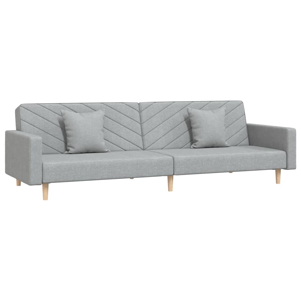 2 Seater Sofa Bed with 2 Pillows Light Grey Fabric