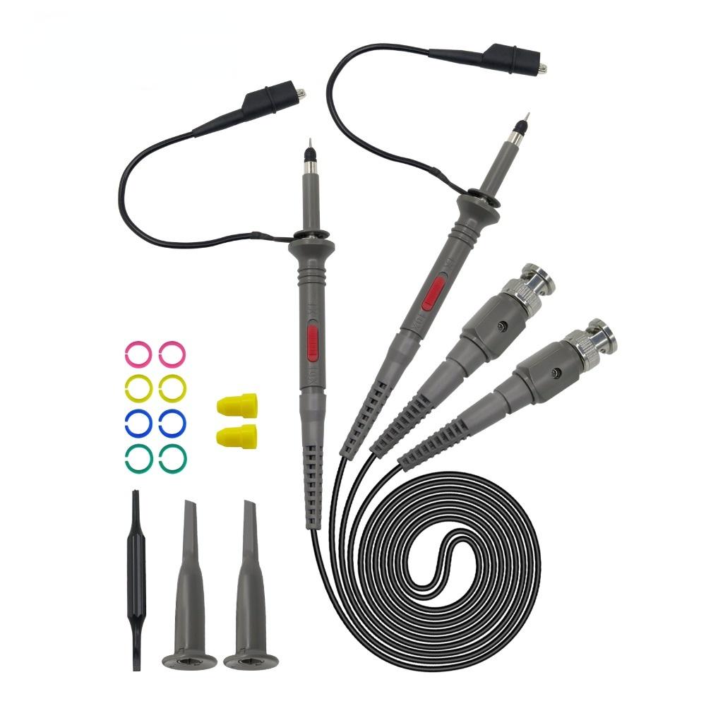 2pc P6100 Oscilloscope Probe 1X/10X Adjustable Attenuation 100MHz Bandwidth Leads Switchable Input Voltage Osciloscope Probes