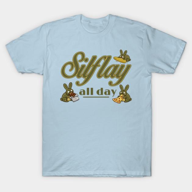 Asian Size Men Black Print T-shirt Silflay All Day No-Cut Print Cotton Tshirt