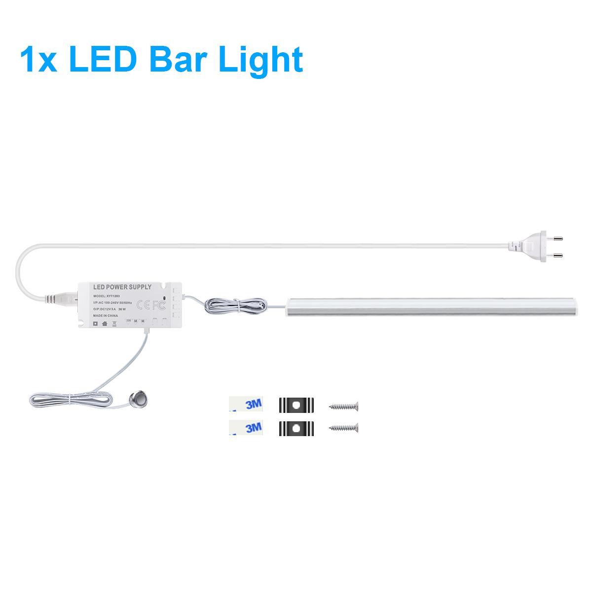 

Бесступенчатая сенсорная диммируемая светодиодная барная лампа-трубка 12 В встраиваемый сенсорный выключатель алюминиевая лампа DIY подсветка под шкаф, для шкафа, подсветка European Power Plug&WHITE&30cm