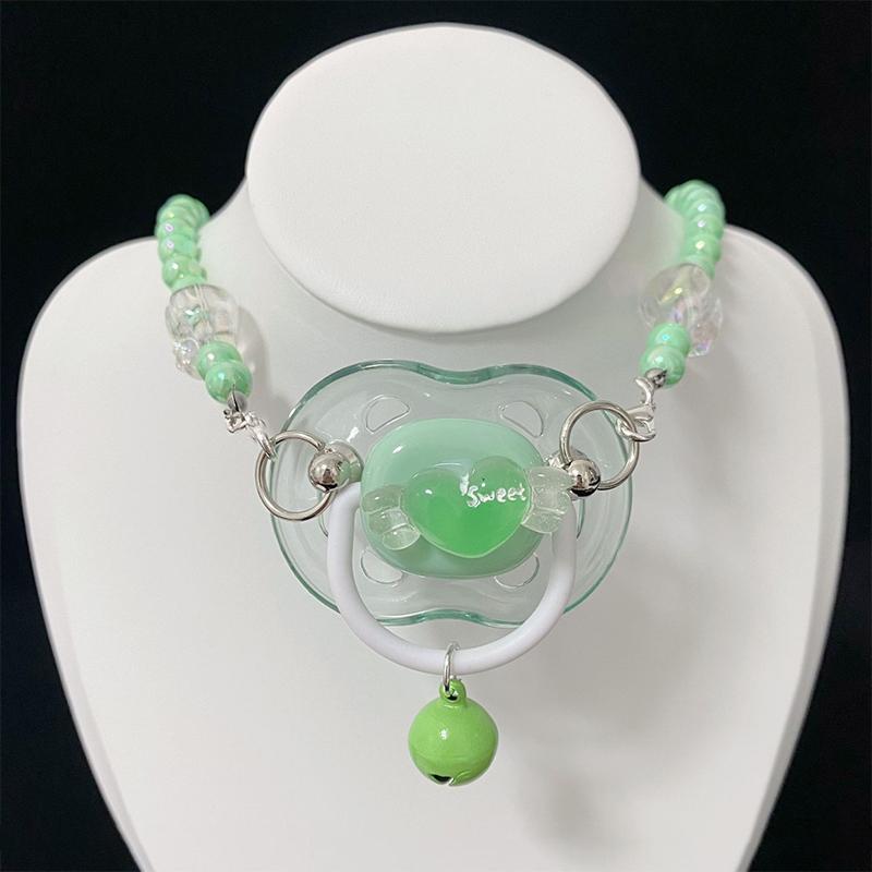 Pacifier Bead Necklace Cute Soft Girl Love Bow Candy Dopamine Lolita Decorative Accessories Couple Gifts