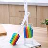 5pcs Rainbow Sponge Brush Set with Handle-Colorful Cleaning Scrubber for Water Bottles,Mugs, and Glass,Sponge For Washing Dishes