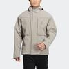 adidas Solid Color Logo Print Pattern Hidden Zipper Hooded Jacket Men’s Gray