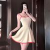 Sex underwear pure desire square neck suspender contrasting color dress temperament summer new design sense waist