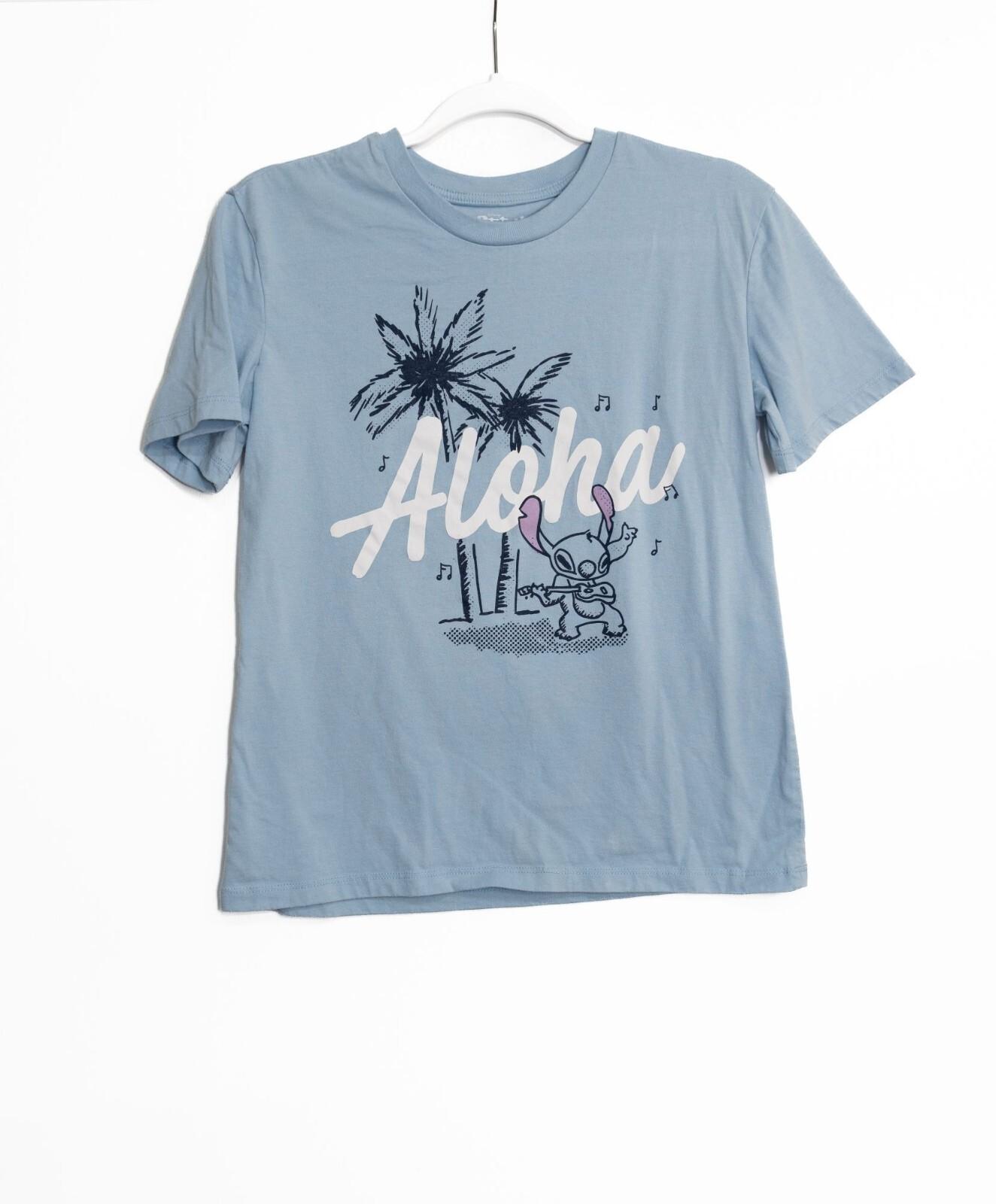 Disney Lilo Stitch Blue Graphic Tee With Aloha Surfboard Size M XXXL