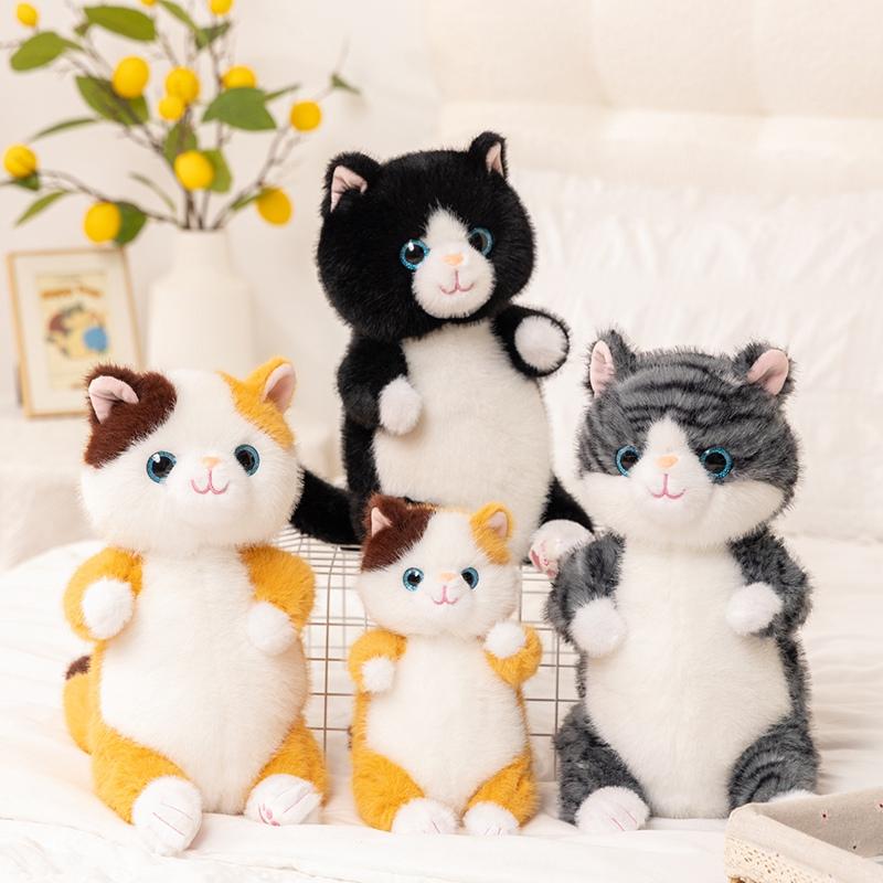 2030Cm Peluche Mignonne de Chat de Dessin Animé Sac à Dos Simulation Chat Rayé Doux Jouet en Peluche Animal Décoration de Maison Cadeau Pour Enfants