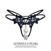 Women's Pearl Thong with Flirty Cock Ring & Open Crotch