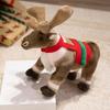 Deer Doll Plush Elk Figurine Christmas Reindeer Decoration with Golden Accents Festive Fairy Tale Christmas Decor