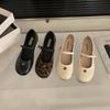 Inner Heightening Leopard Print Mary Jane Single Shoes Women's Shoes 2025 Spring and Autumn Retro Suede with Skirt French Evening Shoes