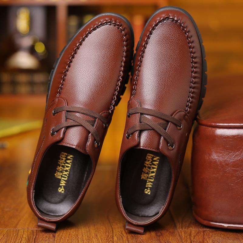 

Spot men s business leather shoes 2025 autumn new breathable men s shoes low-top soft-soled soft-faced casual single shoes 44 коричневий