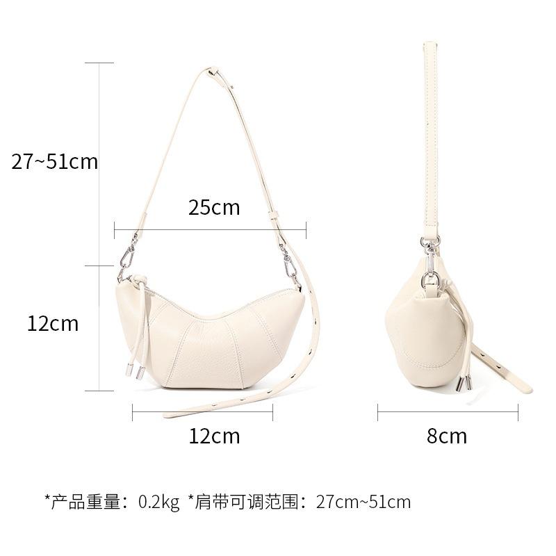 Hot-selling Women's Bags New First-layer Cowhide Dumpling Bags Niche Design Croissants Fashionable and Simple Shoulder Bags Women