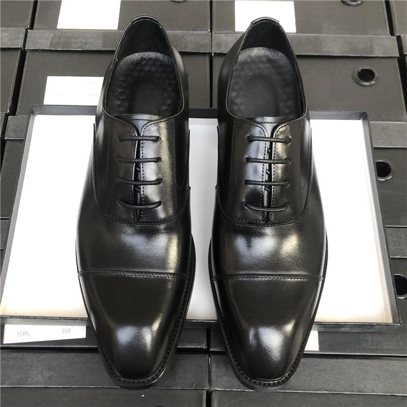 European Version Three-Joint Leather Shoes Men'S Business Dress Leather British Breathable Men'S Suit Work Shoes Groom Wedding Shoes