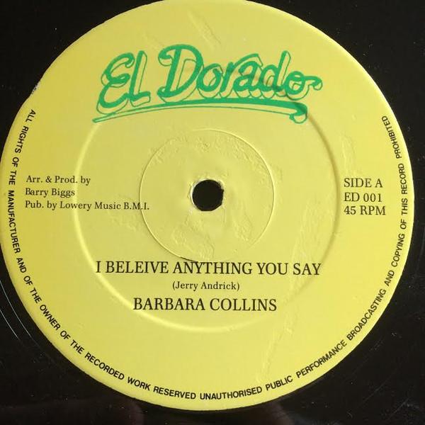

LP Record BARBARA COLLINS I Believe Anything You Say ED001 El Dorado Japan Reggae Ska Dub Used