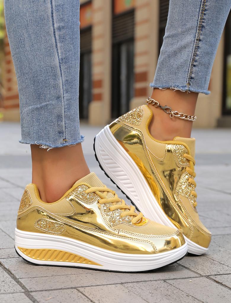 Thick-Soled Wedge-Heeled  New Rocking Shoes For Women, Platform Shoes, Casual Non-Slip Shoes For Women