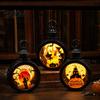 Retro Style Decorative Lantern Halloween Pumpkin Lantern, LED Electronic Candle Light, Vintage Portable Handheld Lamp for Bar Haunted House