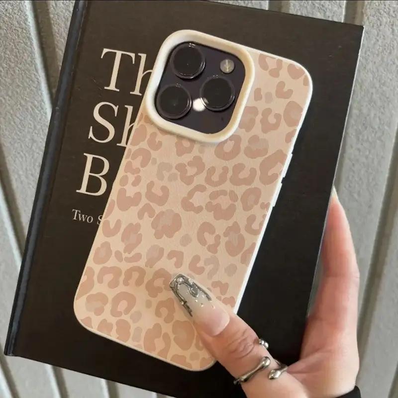 Per iPhone 17 16 15 14 13 12 11 Pro Max Custodia Air Stampa Leopardo Rosa Modello Litchi Cover in Silicone Per iPhone XS X XR 16 Plus 16E