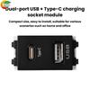 Type 128 USB Power Module Charging Module 220V Socket 5V2.1A Dual Port USB+Type C Charging Socket Module