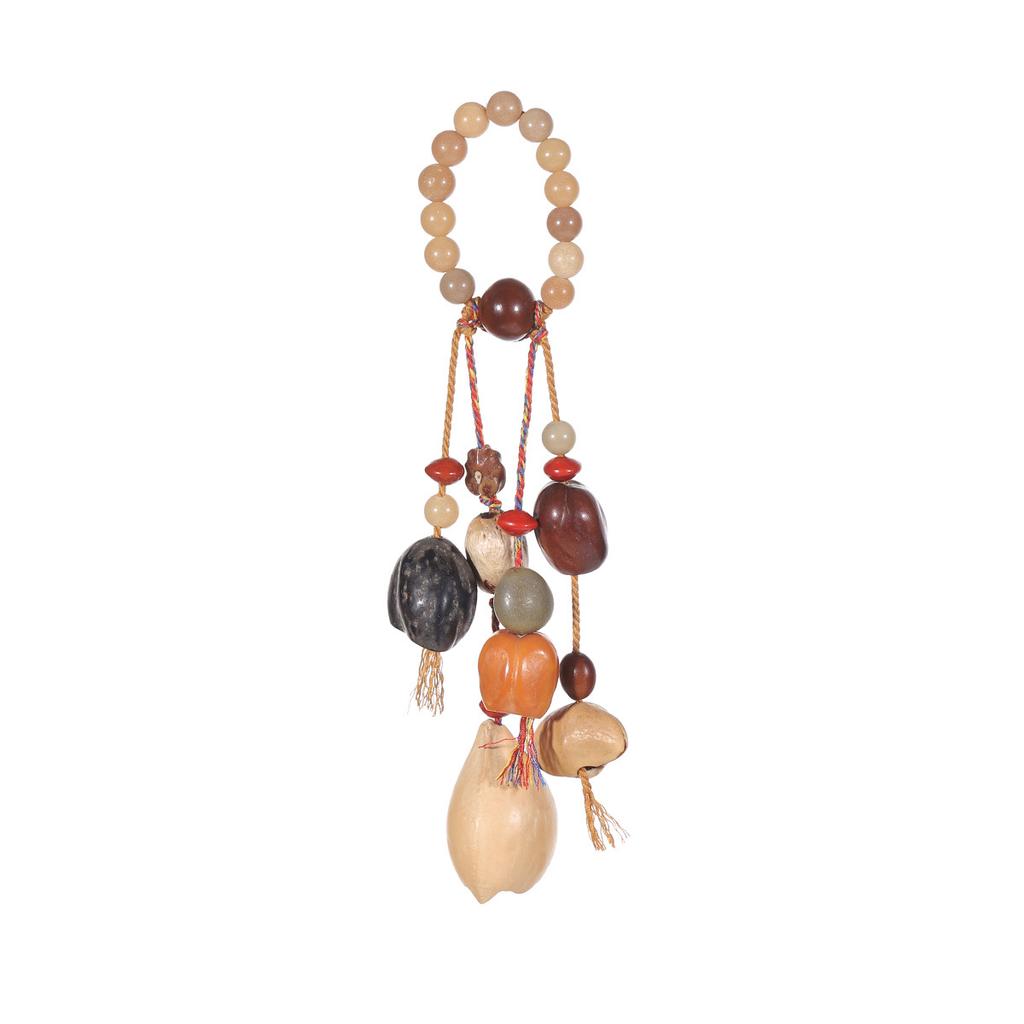 Hand-woven literary and artistic pendant, ethnic style, natural beads, fruit string, branches hanging home decoration
