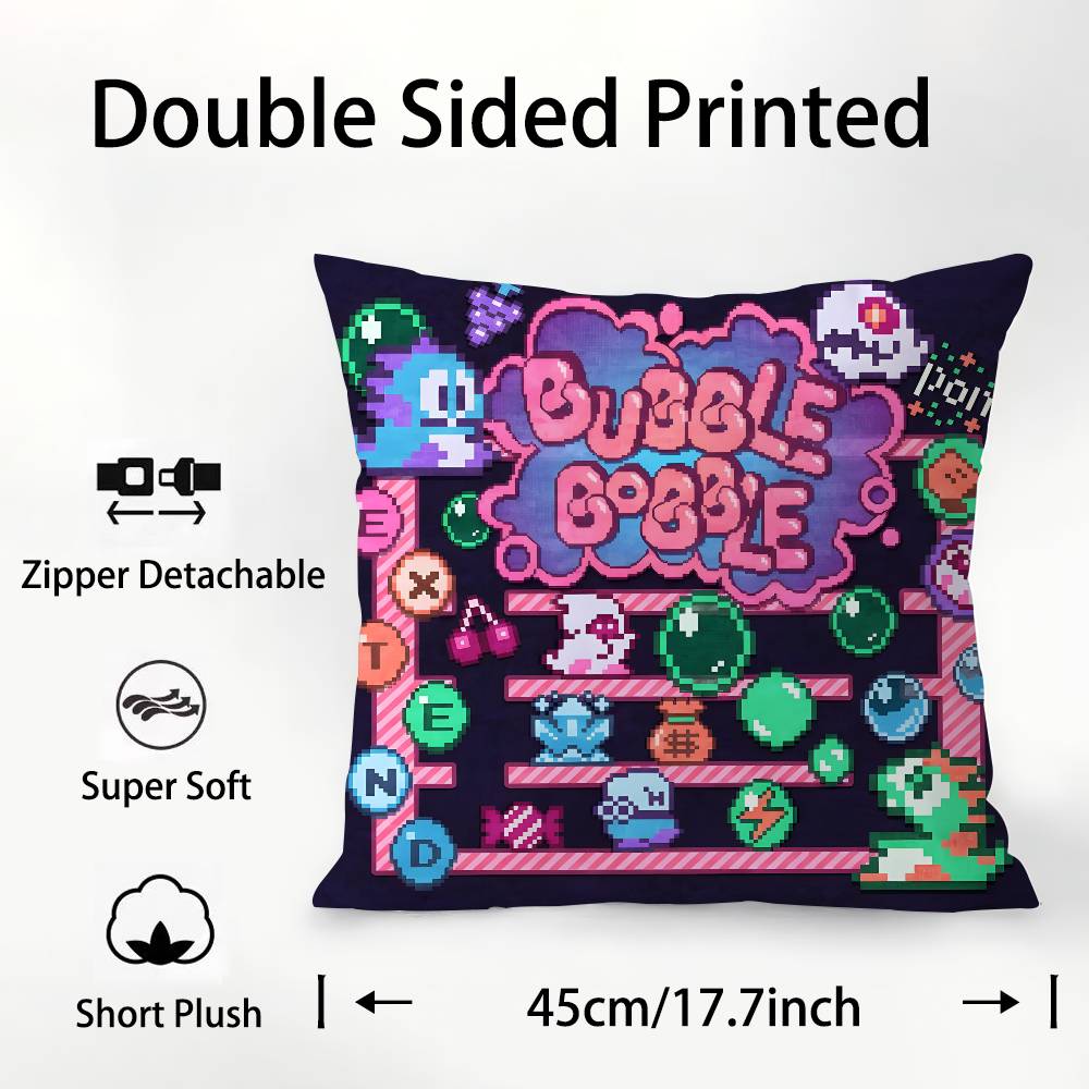 Game Bubbles B-Bobble Pillow Case Square Double‑Sided Print Cushion Case For Sofa Home Bedchamber Decor Gift