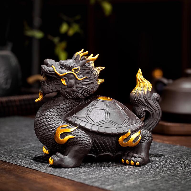 Zisha Ceramic Dragon Turtle Figurine