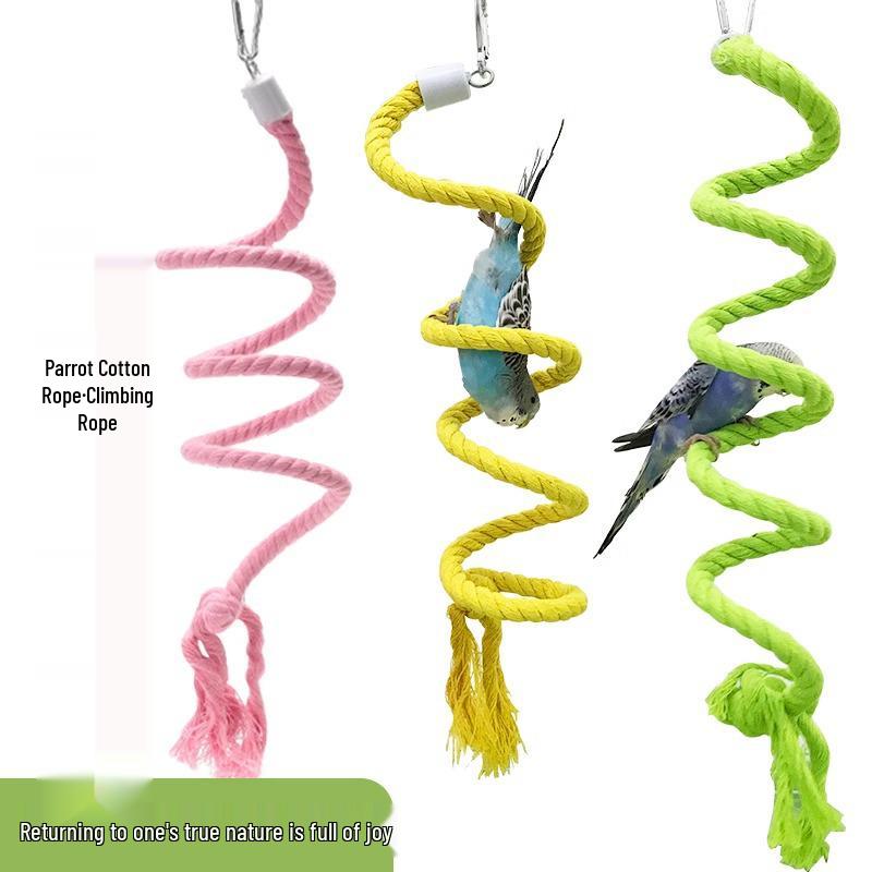 Parrot Climbing Toy: Cotton Rope with Tiger Skin Pattern, Cockatiel Swing, Hanging Bridge & Perch, Bird Gnawing Toy