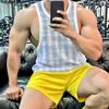 INCERUN Men Sleeveless Plaid Print Casual Sport Athletic Long Tank Tops Vest