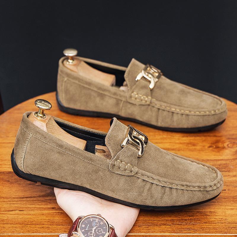 

2025 новая весенняя ленивая педальная шапка-бини мужские анти-бархатные матовые кожаные деловые повседневные кожаные туфли модная обувь 39