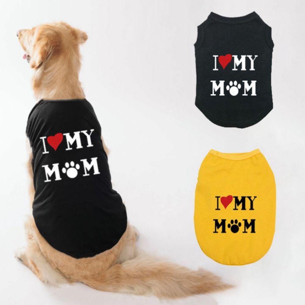 Breathable Pet Love Print Vest Polyester Puppy Love Mommy Sleeveless Cat Vest Tee Shirt  Summer