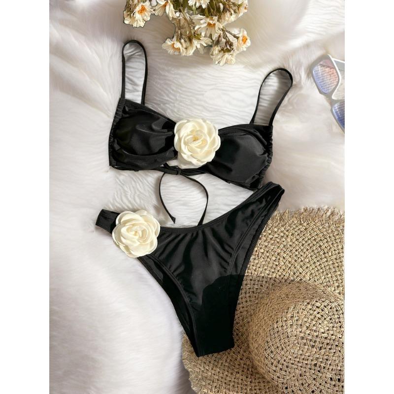 

Новый однотонный розовый топ-бандо на завязках, раздельный купальник-бикини XL