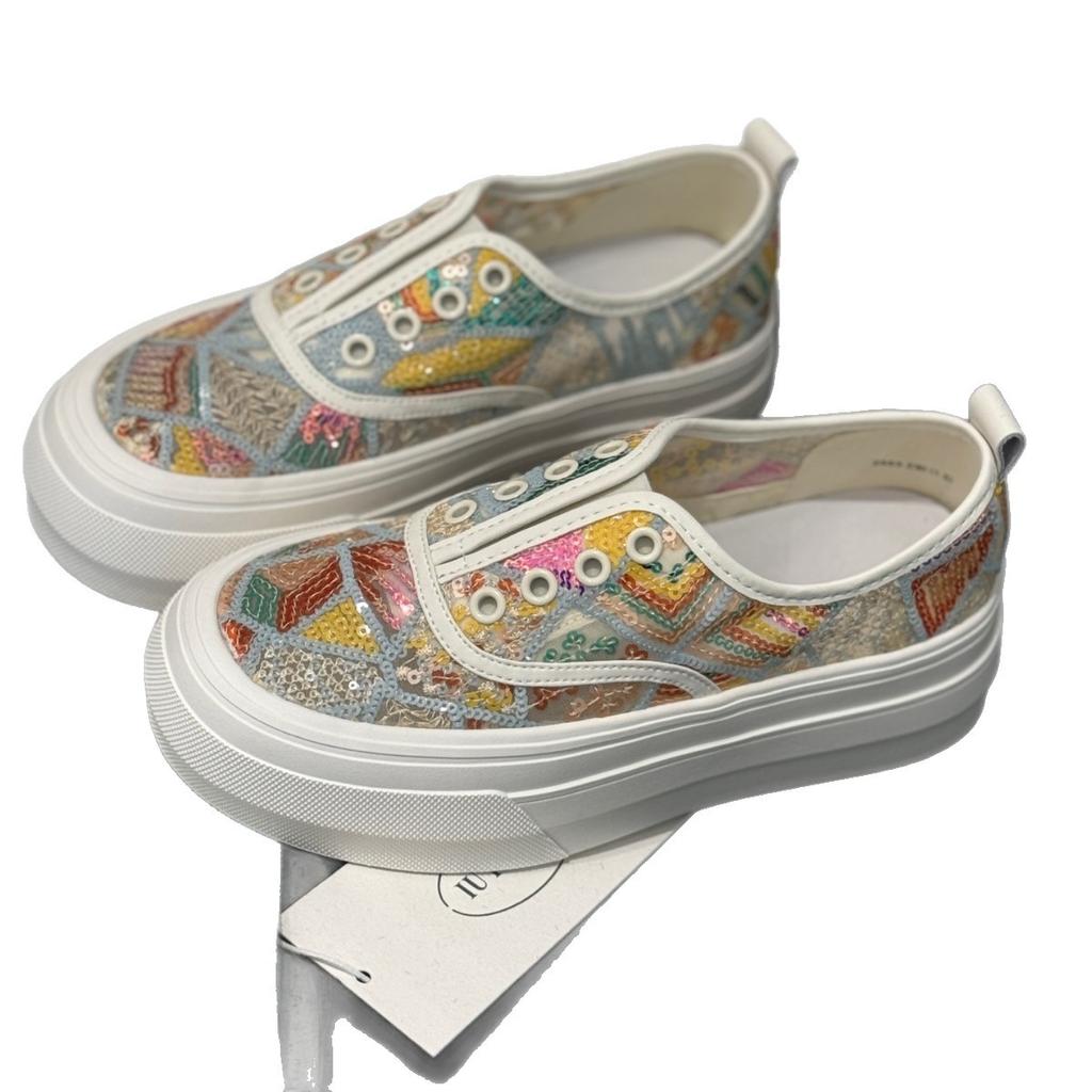 Sequined Loafers Women's Summer Breathable Mesh Mesh Shoes 2025 New Versatile Casual Soft Sole One-pedal Lazy Shoes