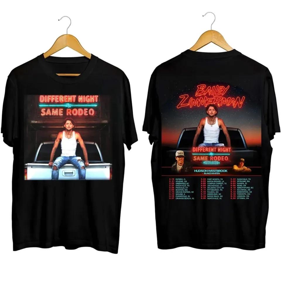 Bailey Zimmerman Different Night Same Rodeo Tour 2026 Limited Edition T-Shirt Unisex T-Shirt XXL