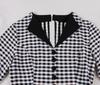 Spring 2026 European and American Women's Seven-Sleeve Black & White Plaid Lapel Dress