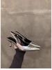 Silver Pointed Toe Backless Heels - 2025 New Spring/Autumn Collection