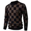 Men's Plaid Half Turtleneck Sweater Men's Thickened Casual Pullover Knitted Top
