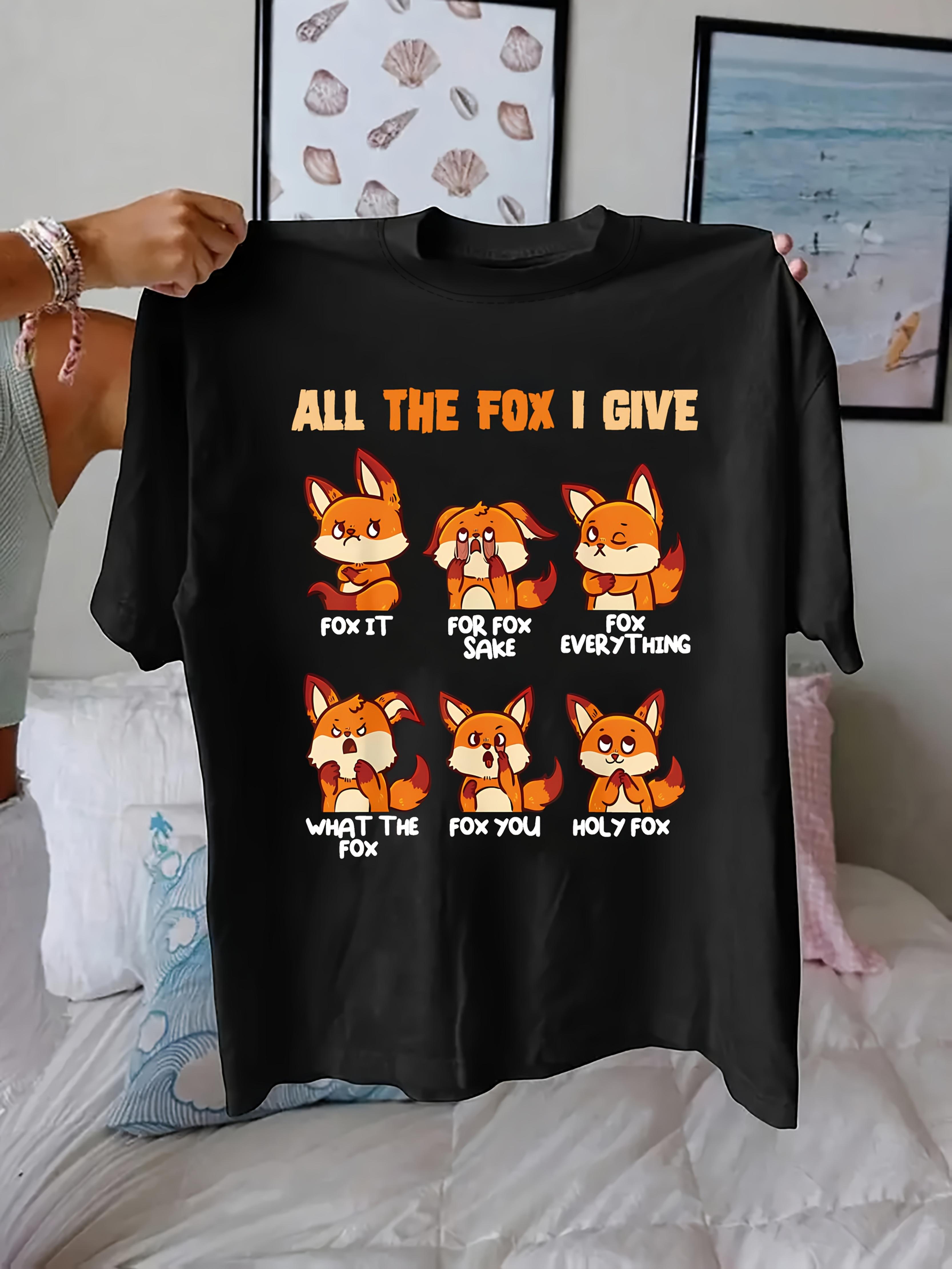 

Women S Funny Red Fox Print T-Shirt Casual Crew Neck Short Sleeve Top Regular Length All Seasons - Animal Pattern Clothing 4XL