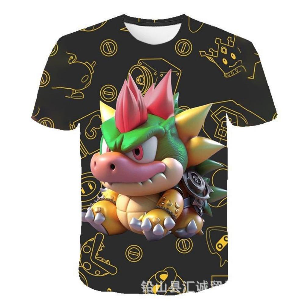 New Mario Short-sleeved 3D Printed Parent-child T-shirt Anime Cartoon Short-sleeved Round Neck Summer Children's Clothing
