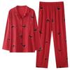 Red Pajamas Wedding Newlywed Couple Suit Pure Cotton Men's and Women's Birth Year Spring and Autumn Loungewear Suit Autumn