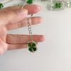 1 Pc Natural Clover Pendant Cross Border Lucky Star Dried Flower Bag Keychain Green Glass Pendant Pendant