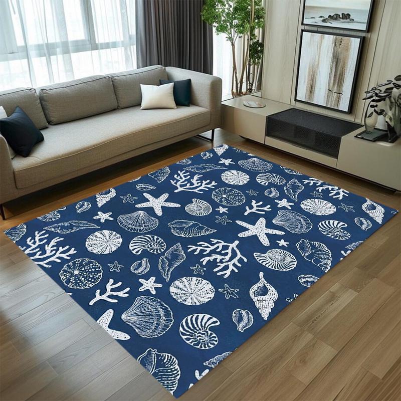 

Nautical Anchor Lighthouse Area Rug Non-Slip Watercolor Sea Creature Floor Mat for Living Room Bedroom Bathroom Decor Gift 40X60CM