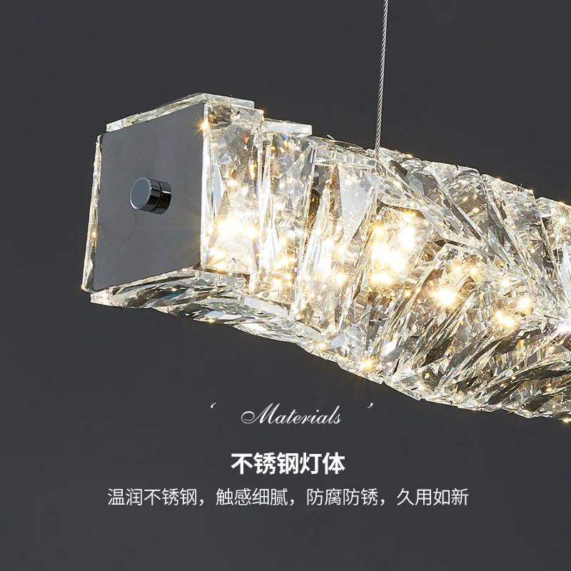 Modern Luxury Crystal Led Chandelier Cafe Kitchen Restaurant Bedroom Hanging Lamp Dining Table Long K9 Pendant Lighting Fixture